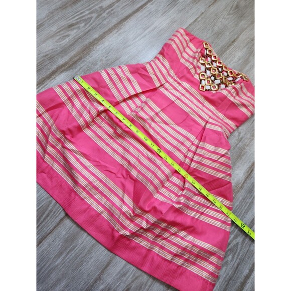Lilly Pulitzer Sami-Ryan Metallic Striped Strapless Dress Size 0 Bead Hotty Pink - Picture 9 of 12